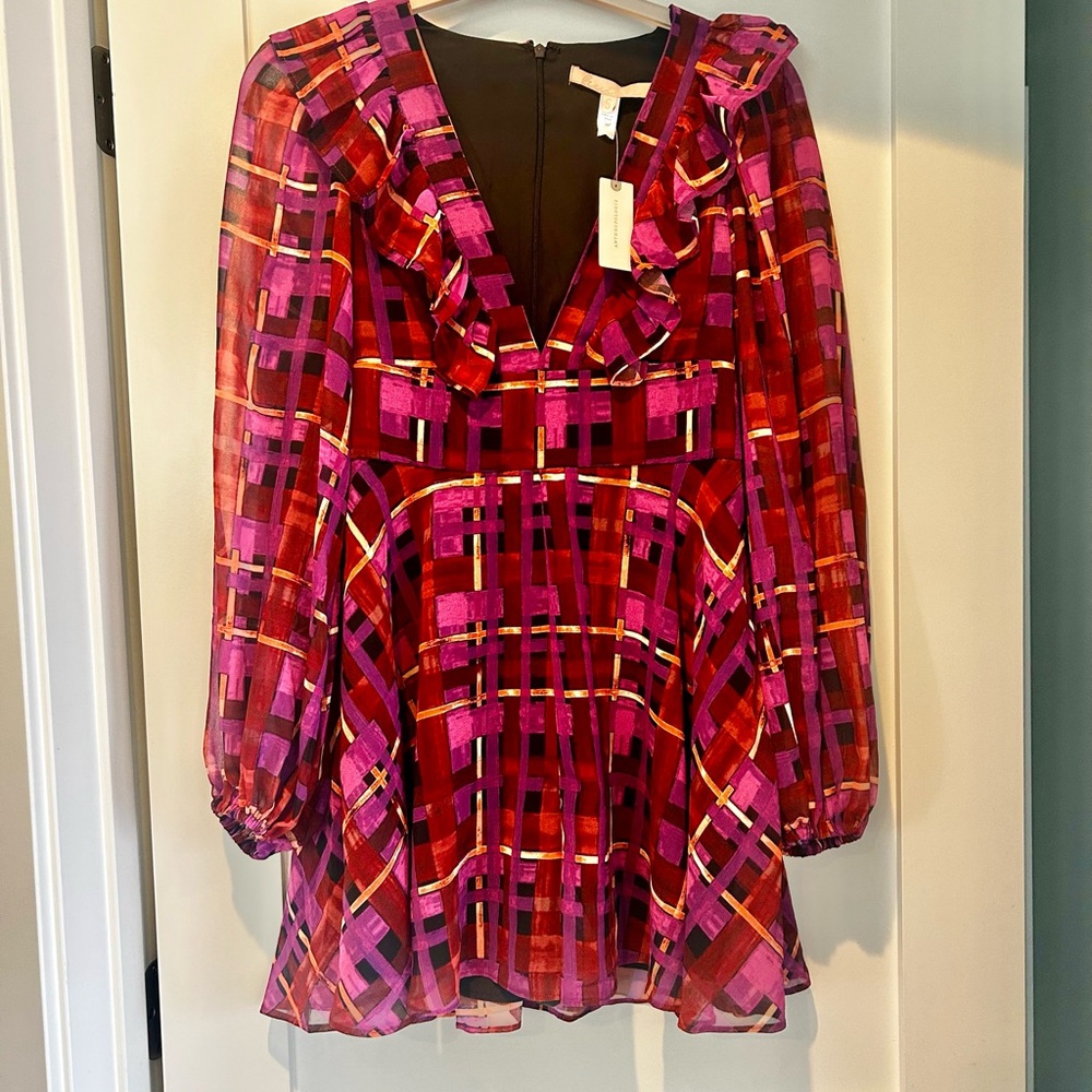 NWT Anthropologie hutch flowy romper size S v neck purple geometric - Picture 4 of 8